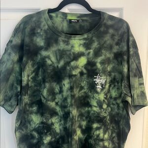 Stussy Black and Green Tie-Dye Tee